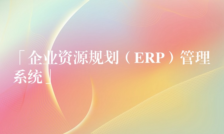 「企业资源规划（ERP）管理系统」