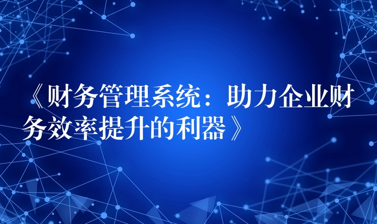 《财务管理系统：助力企业财务效率提升的利器》