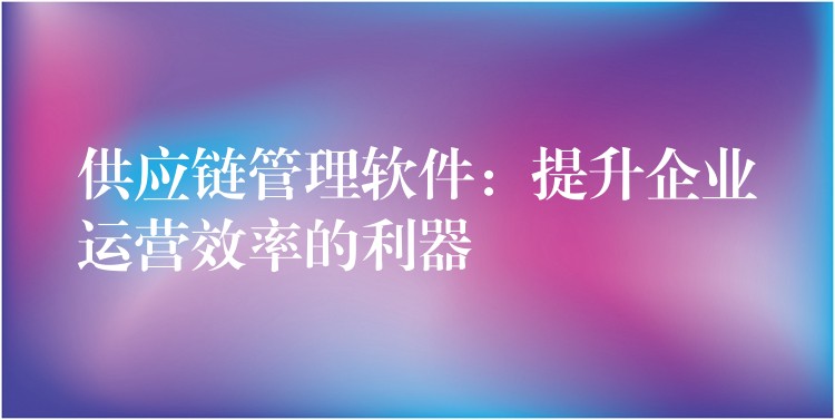 供应链管理软件：提升企业运营效率的利器