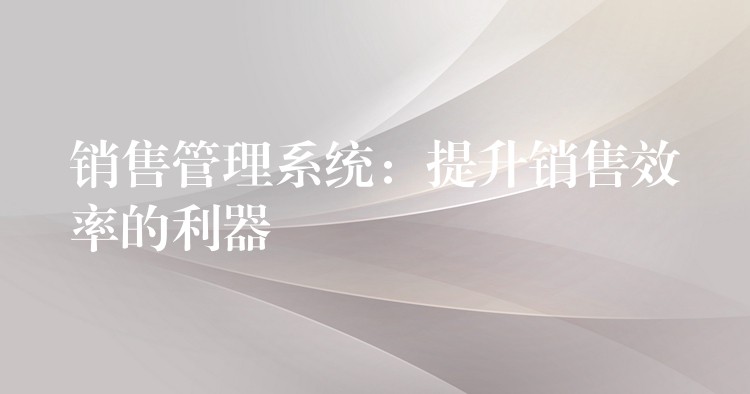 销售管理系统：提升销售效率的利器