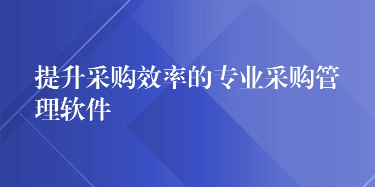 提升采购效率的专业采购管理软件