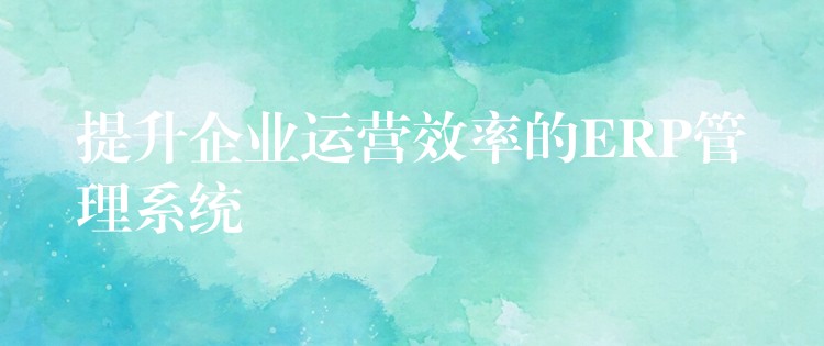 提升企业运营效率的ERP管理系统