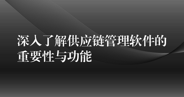 深入了解供应链管理软件的重要性与功能