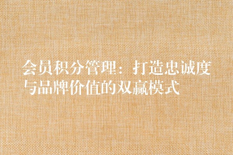 会员积分管理：打造忠诚度与品牌价值的双赢模式