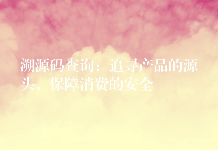 溯源码查询：追寻产品的源头，保障消费的安全