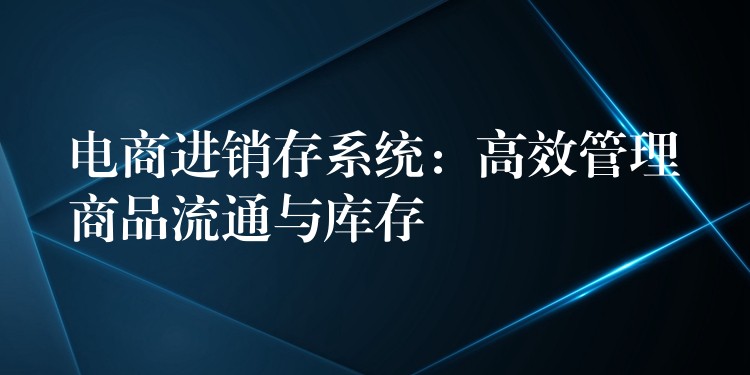 电商进销存系统：高效管理商品流通与库存