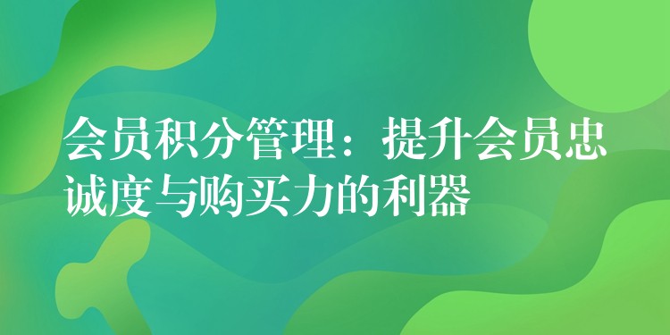 会员积分管理：提升会员忠诚度与购买力的利器