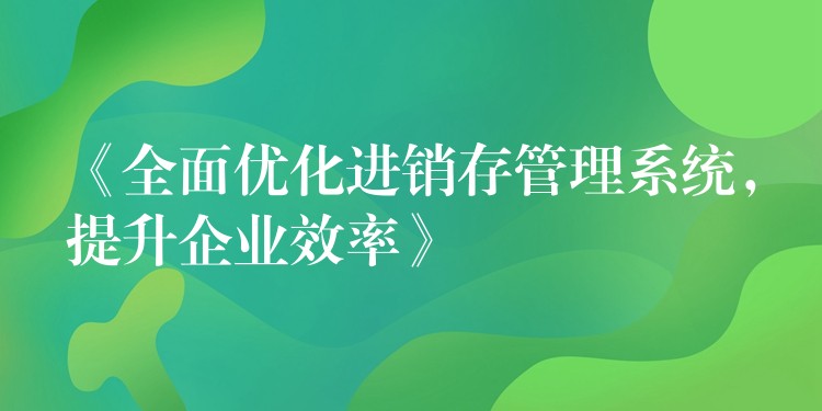 《全面优化进销存管理系统，提升企业效率》