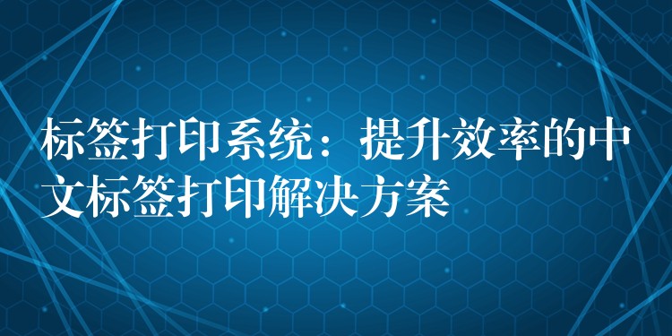 标签打印系统：提升效率的中文标签打印解决方案