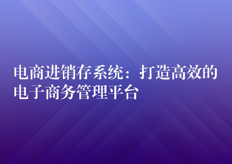 电商进销存系统：打造高效的电子商务管理平台