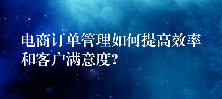 电商订单管理如何提高效率和客户满意度?