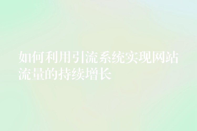 如何利用引流系统实现网站流量的持续增长
