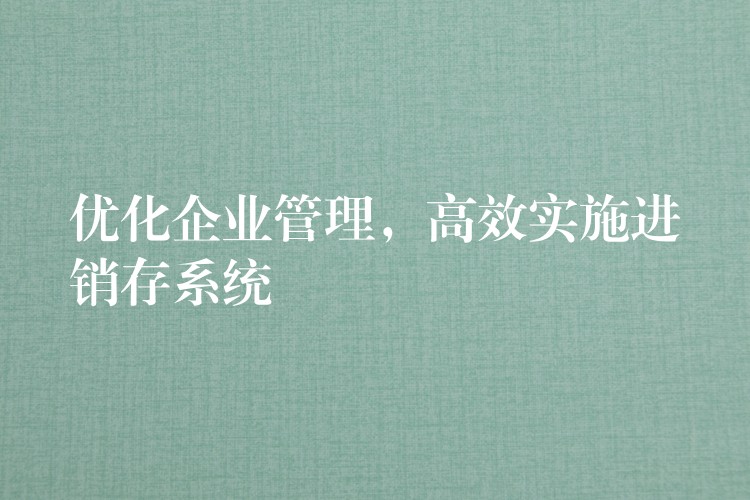 优化企业管理，高效实施进销存系统
