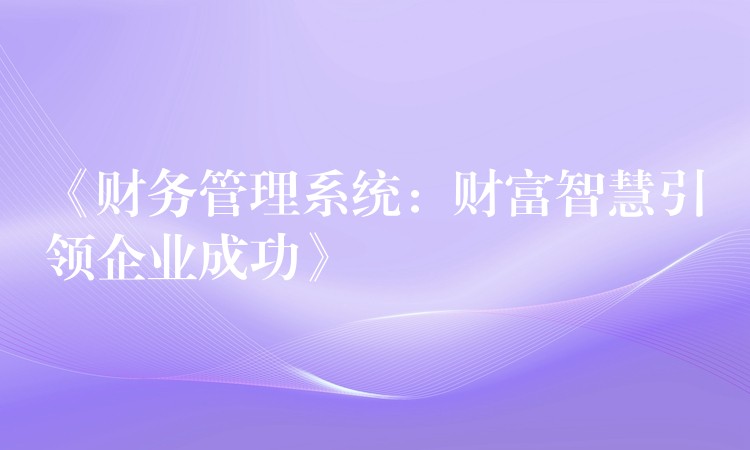 《财务管理系统：财富智慧引领企业成功》