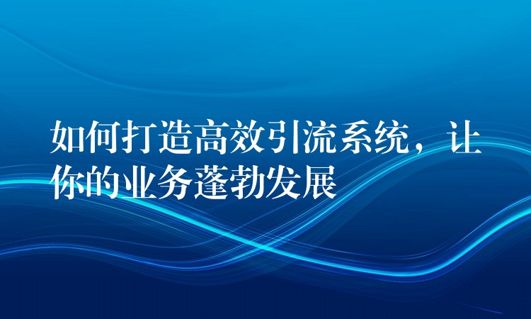如何打造高效引流系统，让你的业务蓬勃发展