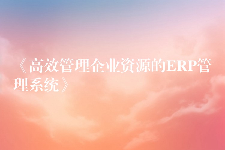 《高效管理企业资源的ERP管理系统》