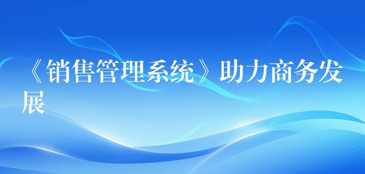 《销售管理系统》助力商务发展