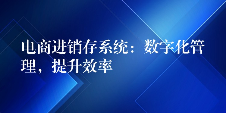 电商进销存系统：数字化管理，提升效率