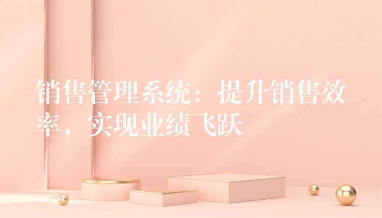 销售管理系统：提升销售效率，实现业绩飞跃