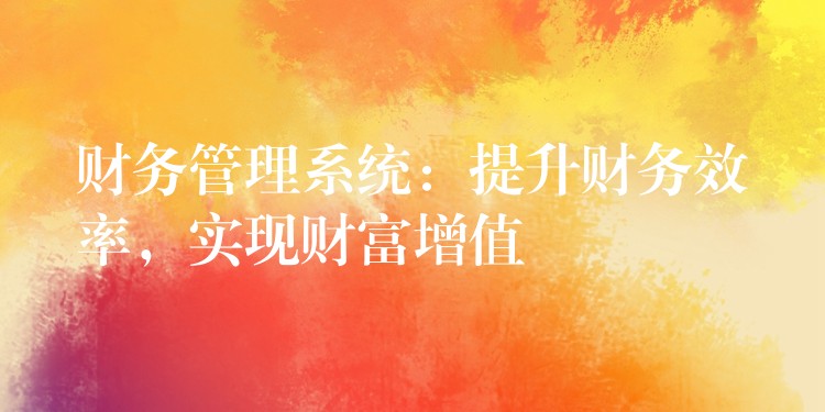 财务管理系统：提升财务效率，实现财富增值