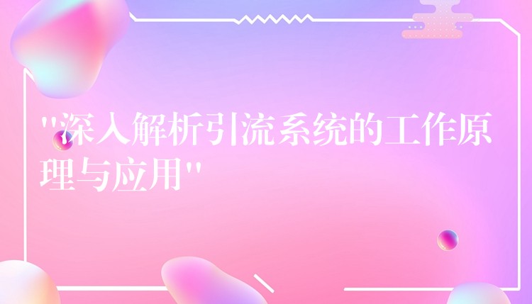 “深入解析引流系统的工作原理与应用”