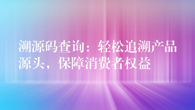 溯源码查询：轻松追溯产品源头，保障消费者权益