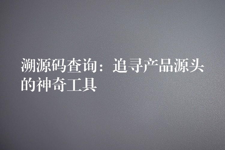 溯源码查询：追寻产品源头的神奇工具