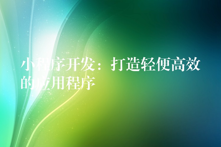 小程序开发：打造轻便高效的应用程序