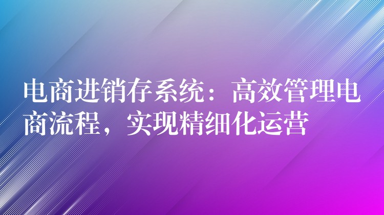 电商进销存系统：高效管理电商流程，实现精细化运营