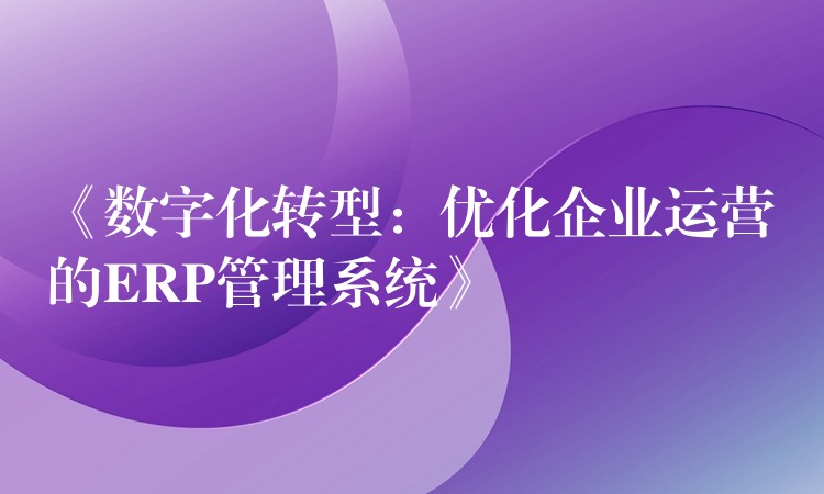 《数字化转型：优化企业运营的ERP管理系统》