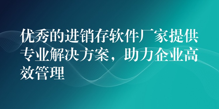 优秀的进销存软件厂家提供专业解决方案，助力企业高效管理