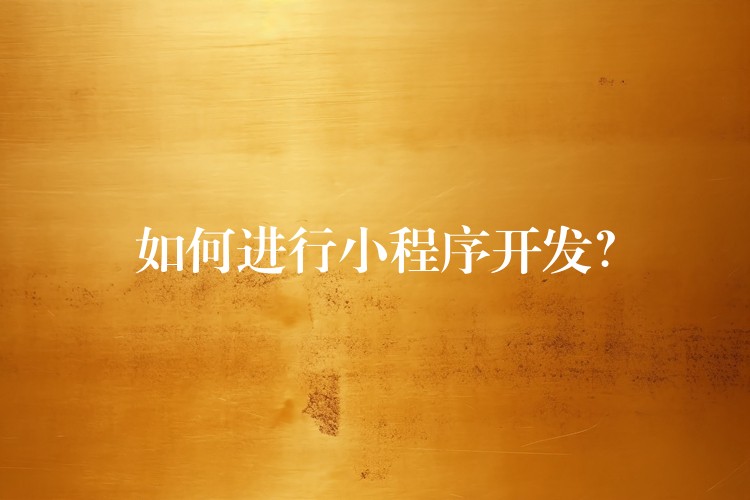 如何进行小程序开发？