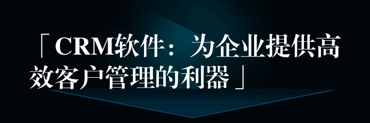 「CRM软件：为企业提供高效客户管理的利器」
