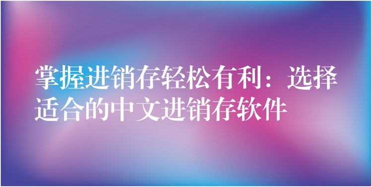掌握进销存轻松有利：选择适合的中文进销存软件