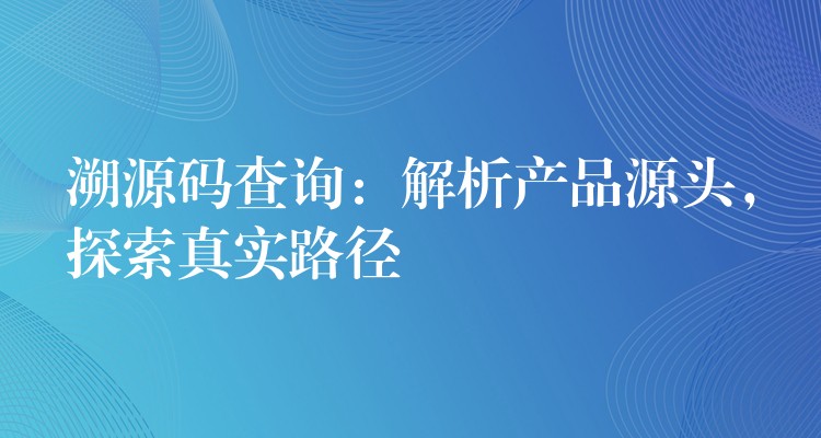 溯源码查询：解析产品源头，探索真实路径
