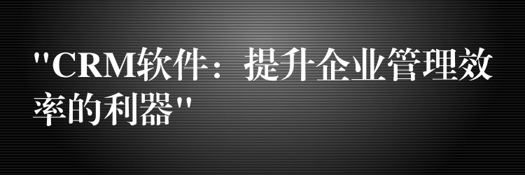 “CRM软件：提升企业管理效率的利器”