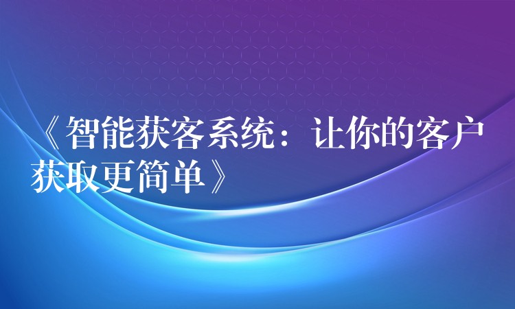《智能获客系统：让你的客户获取更简单》