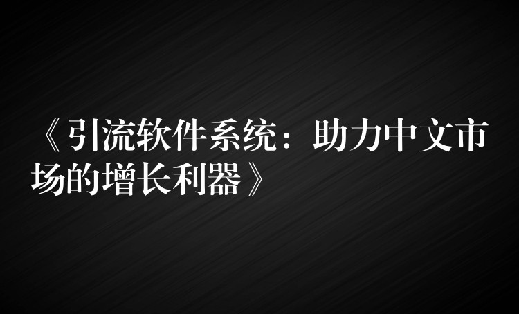 《引流软件系统：助力中文市场的增长利器》