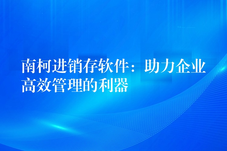 南柯进销存软件：助力企业高效管理的利器