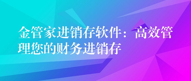 金管家进销存软件：高效管理您的财务进销存