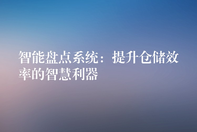 智能盘点系统：提升仓储效率的智慧利器