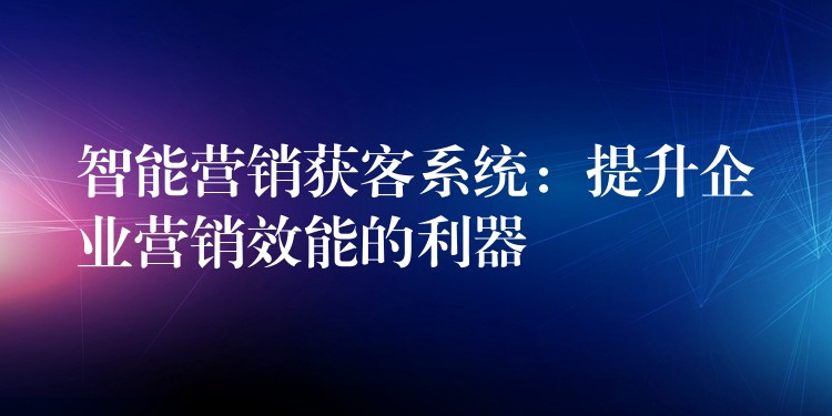 智能营销获客系统：提升企业营销效能的利器