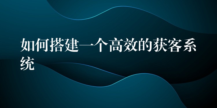如何搭建一个高效的获客系统