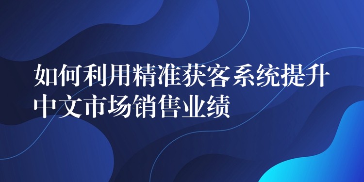如何利用精准获客系统提升中文市场销售业绩