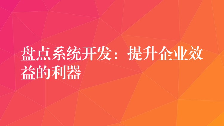 盘点系统开发：提升企业效益的利器