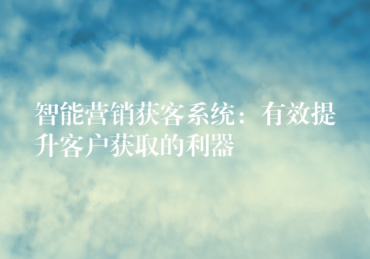 智能营销获客系统：有效提升客户获取的利器