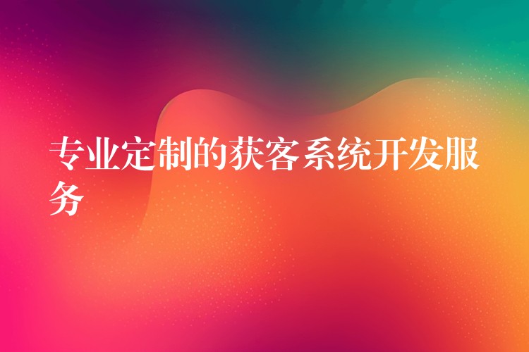 专业定制的获客系统开发服务