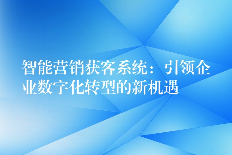 智能营销获客系统：引领企业数字化转型的新机遇