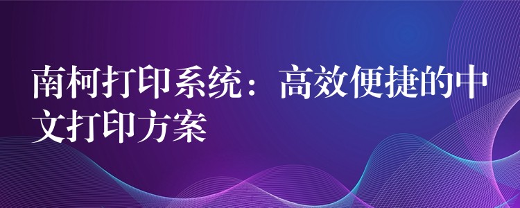 南柯打印系统：高效便捷的中文打印方案
