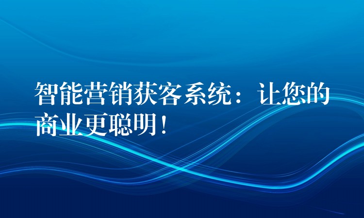 智能营销获客系统：让您的商业更聪明！